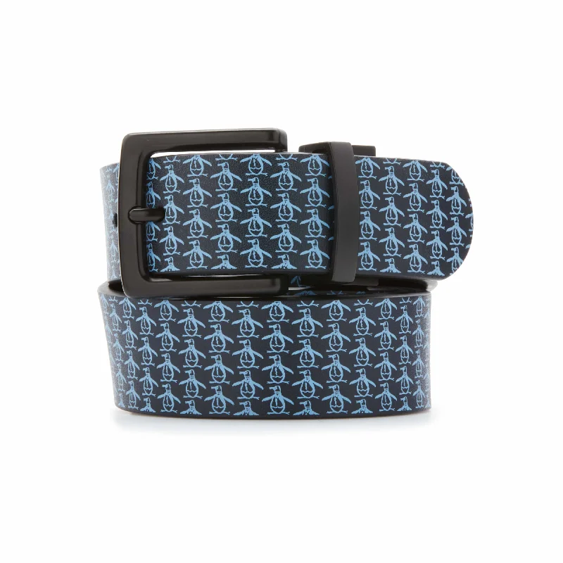 braided belt for men -Logo Patterned Reversible Belt