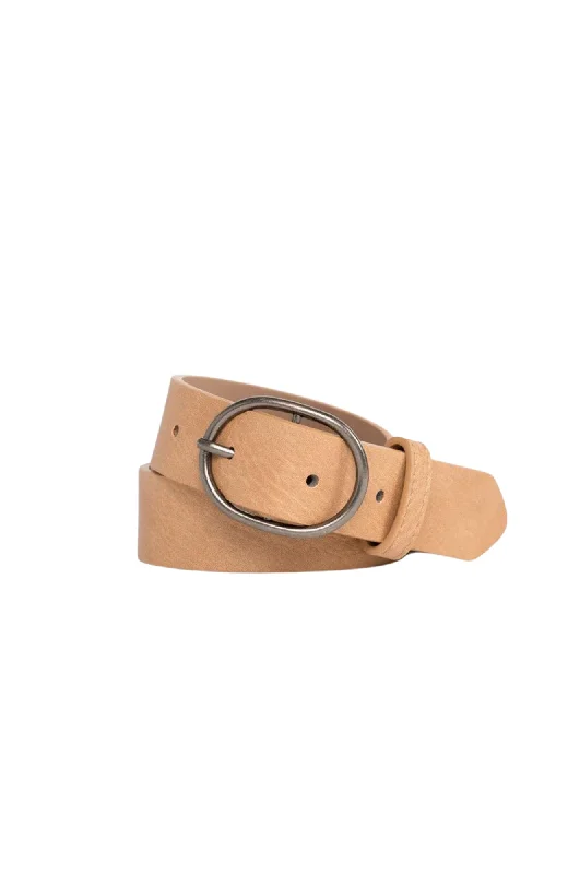 slim leather belt for pants -Boh Belt Latte