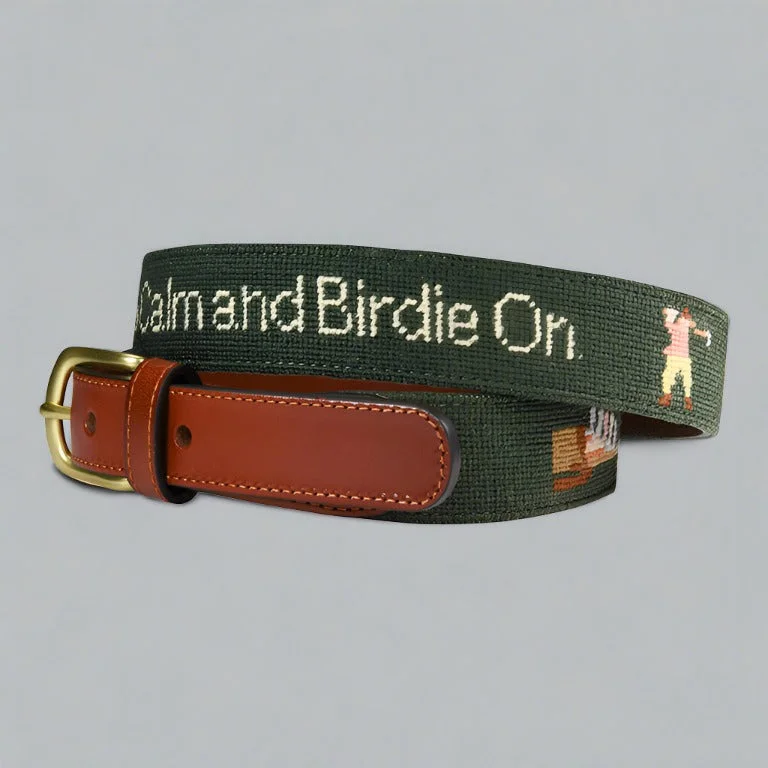 women’s statement waist belt -Golf Birdie On Needlepoint Belt