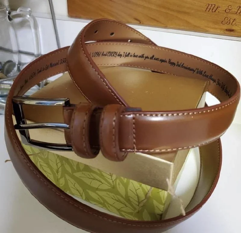 soft waist belt for casual wear -Custom Anniversary Date Leather Belt