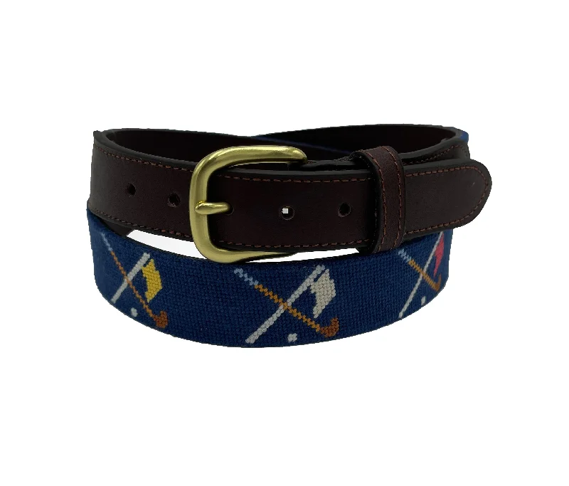 men’s formal dress belt -Golf Clubs and Flags Crossed