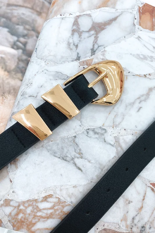 best belt for trousers -Haylee Belt Black Gold