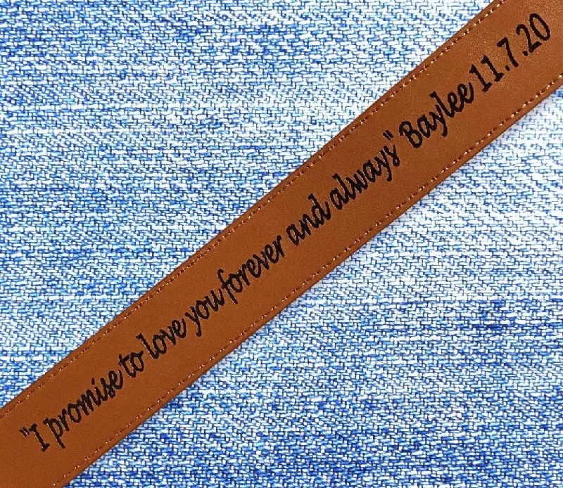 woven leather waist belt for women -"I Promise To Love You Forever & Always" Custom Belt