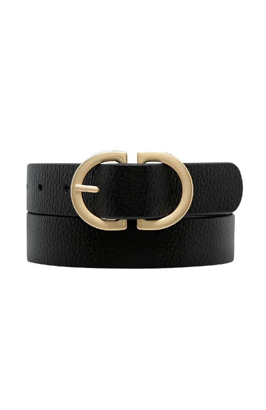 belt with decorative buckle -In Reverse Belt Black Gold