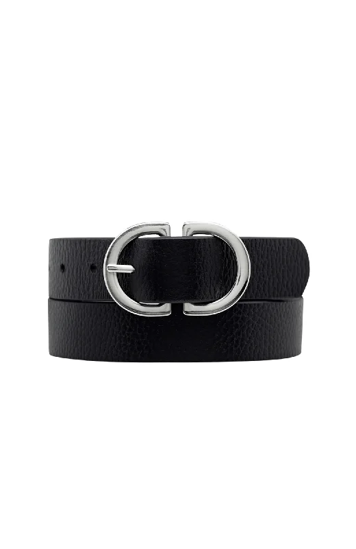 adjustable women’s waist belt -In Reverse Belt Black Silver