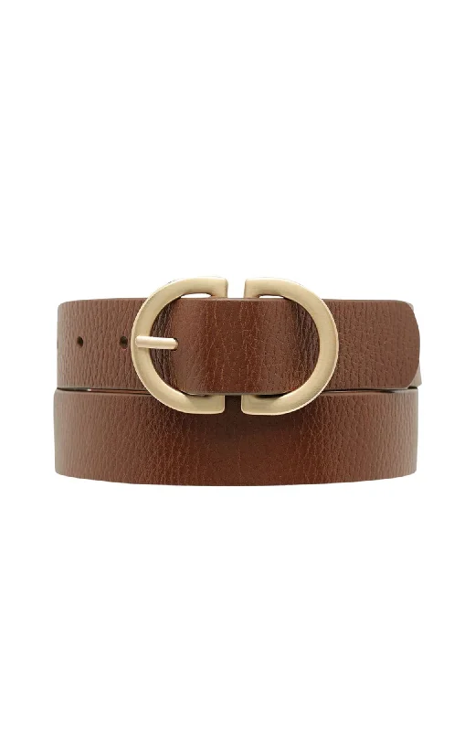 men’s formal belt -In Reverse Belt Tan Gold