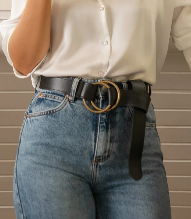 elegant black leather belt -Josie Belt