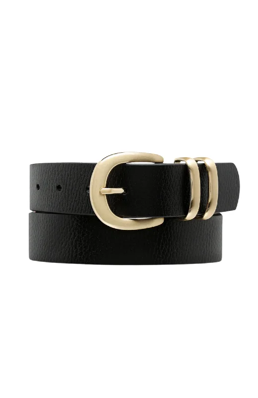 stretchy belt for pants -Let It Be Belt Black Gold