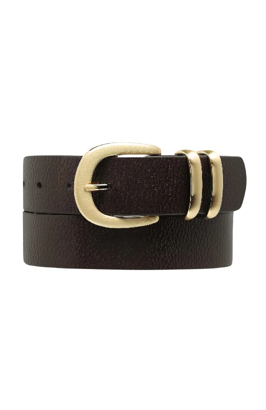 patterned leather belt for men -Let It Be Belt Choc Gold