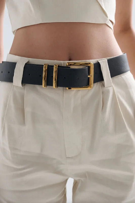 elastic waist belt for plus size -Madalene Belt Black Gold