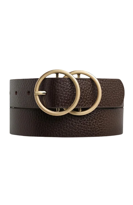 luxury leather belt -Mislaid Belt Choc Gold