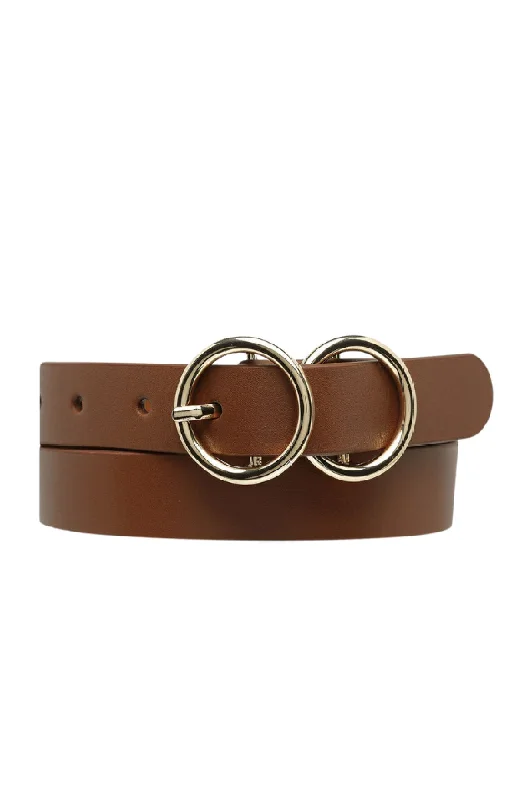 brown braided leather belt -Mislaid Skinny Belt Tan Gold