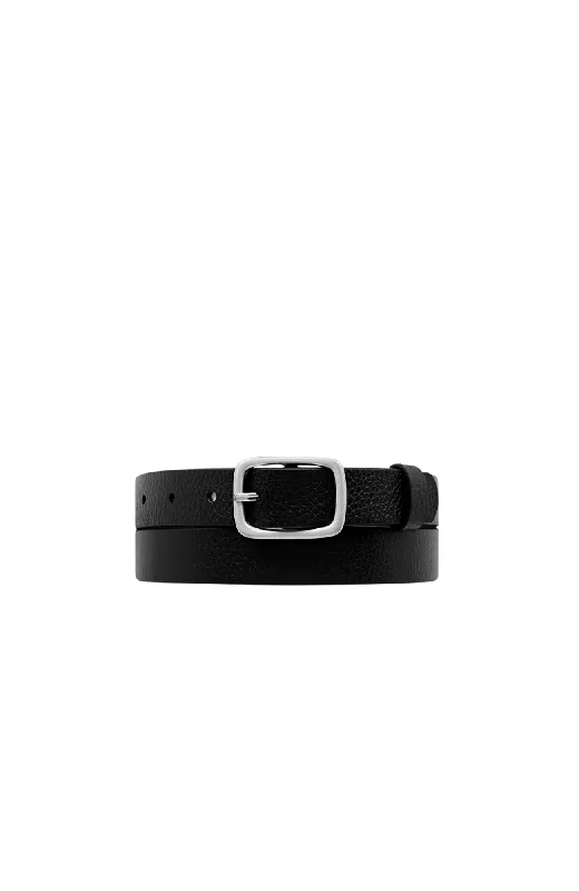 men’s premium leather belt -Nobody's Fault Belt Black Silver