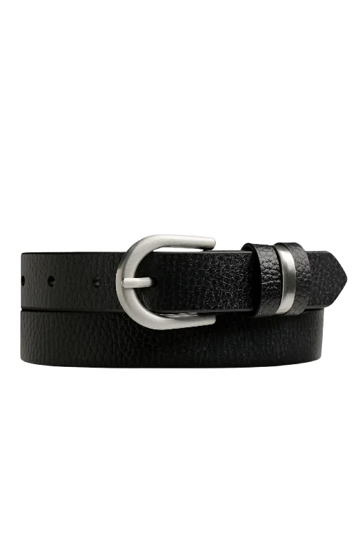 men’s casual dress belt -Over And Over Belt Black Silver