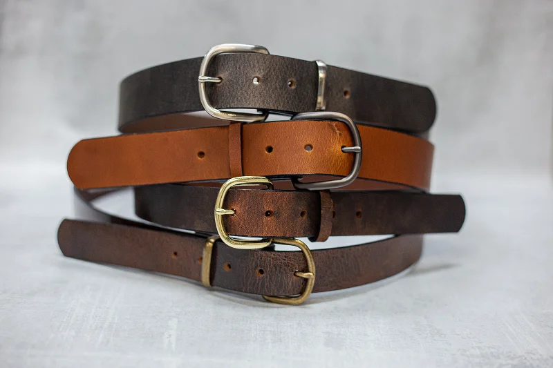 thick waist belt for dress -Water Buffalo Leather Belt, 1-1/2" wide, Round Buckle [Quick Ship]