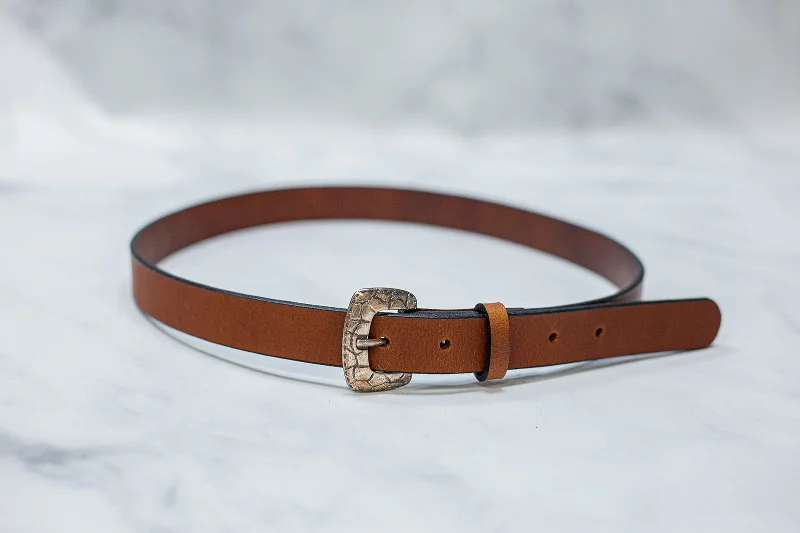 elastic waist belt for plus size -Water Buffalo Leather Belt, 1" wide, Tortoise Shell Buckle [Quick Ship]