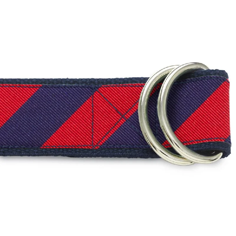 smooth leather belt -Academy Navy/Red - D-Ring Belts