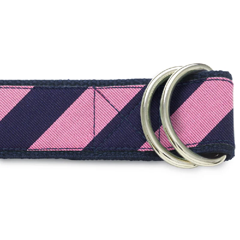 men’s leather braided belt -Academy Pink/Navy - D-Ring Belts