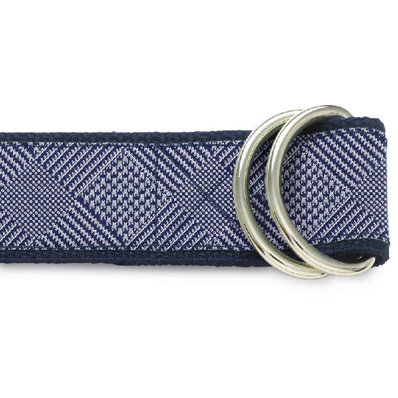 adjustable women’s waist belt -Blockley Navy - D-Ring Belts