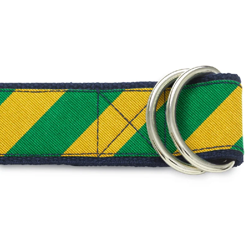 premium leather belt for jeans -Collegiate Green and Gold - D-Ring Belts