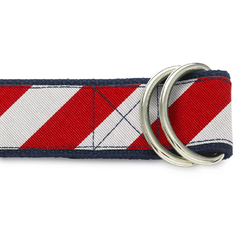 stylish men’s braided belt -Collegiate Red and Silver - D-Ring Belts