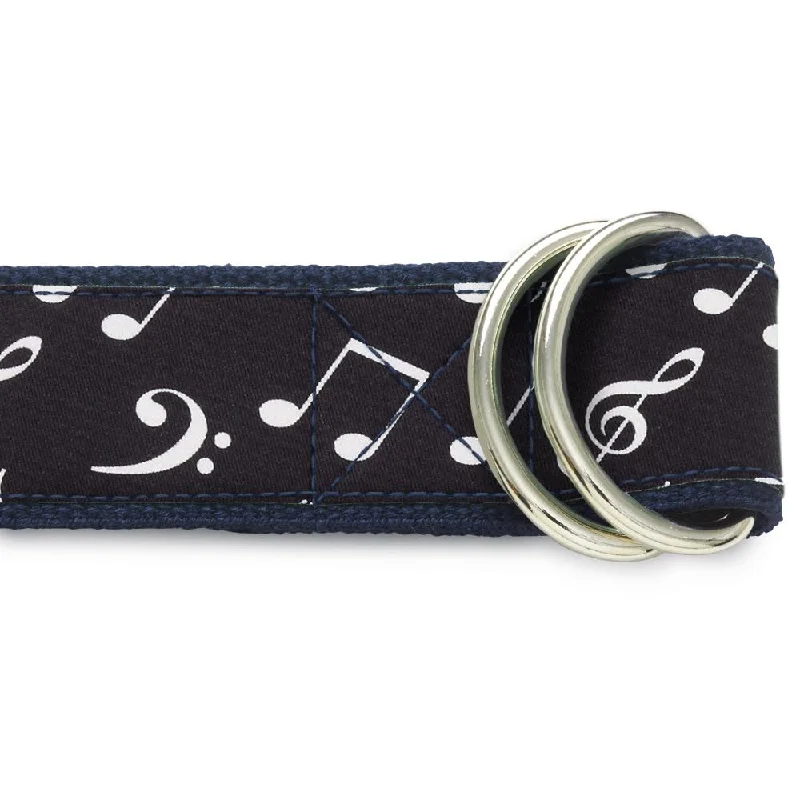 adjustable elastic waist belt -Music Notes - D-Ring Belts