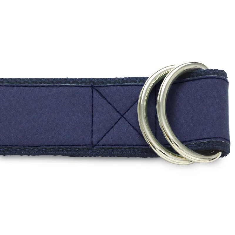 men’s leather belt with buckle -Navy Charmeuse - D-Ring Belts