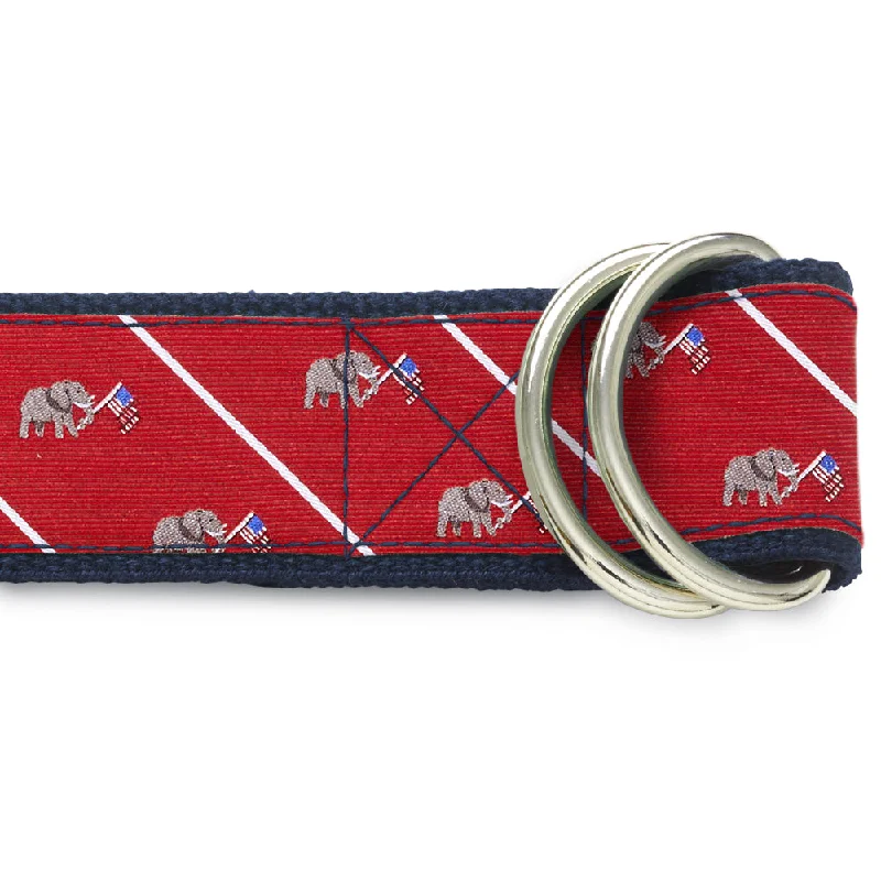 casual belt for jeans -Republican Red - D-Ring Belts