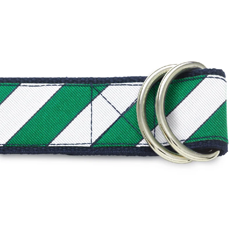 belt with decorative buckle -Scholastic Green/White - D-Ring Belts