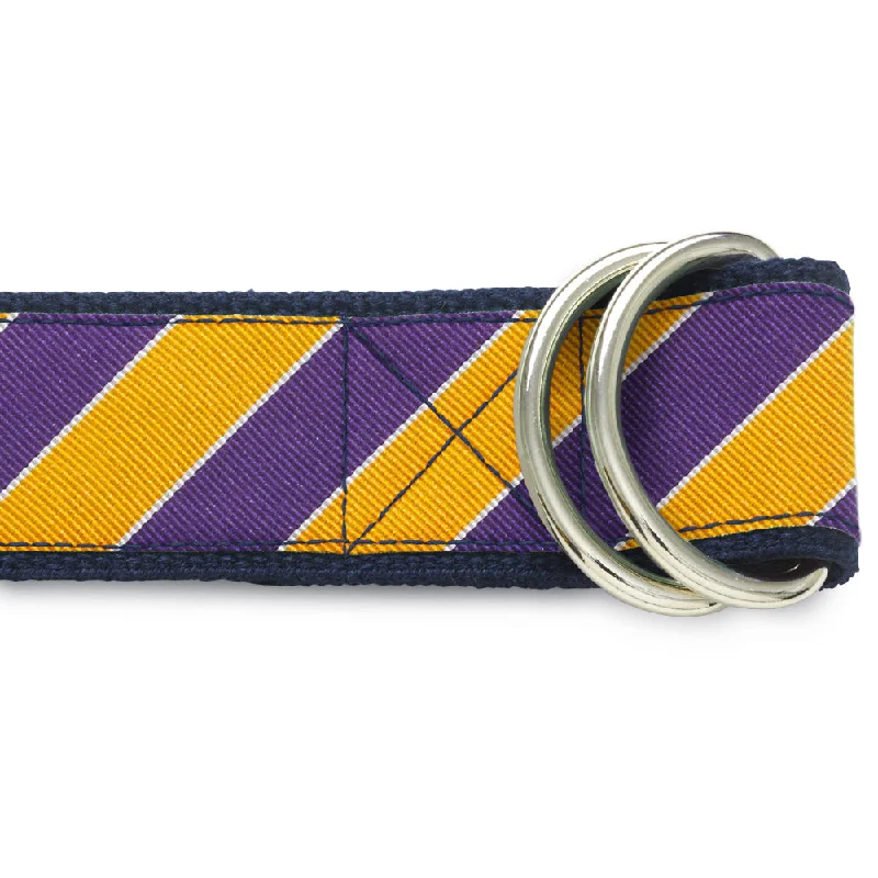 adjustable leather belt -Scholastic Purple/Gold - D-Ring Belts