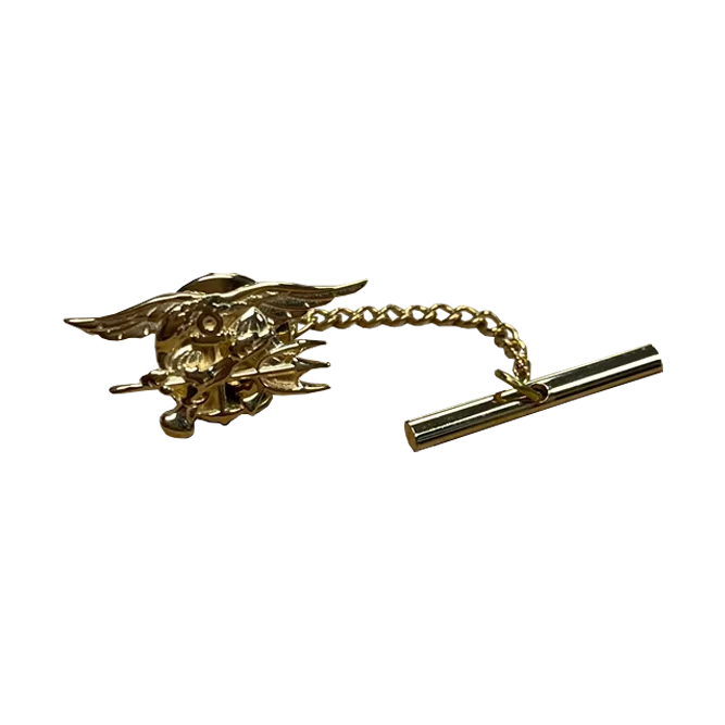 fashionable necktie designs-14K Yellow Gold Trident Tie Tac