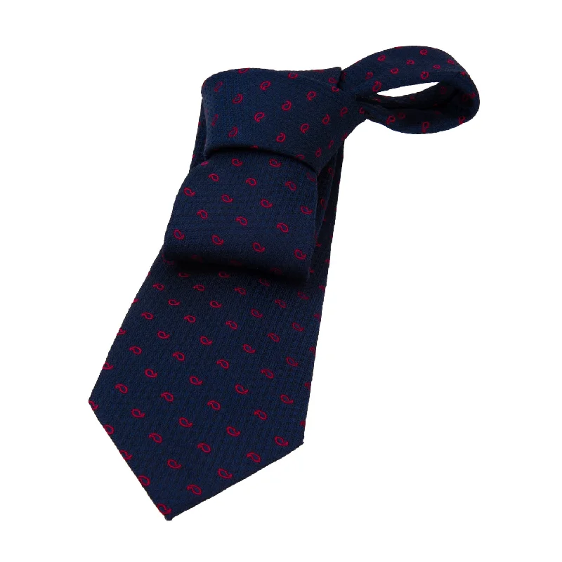 patterned silk ties-Alexandria Paisley Silk Tie, Navy / Fuschia