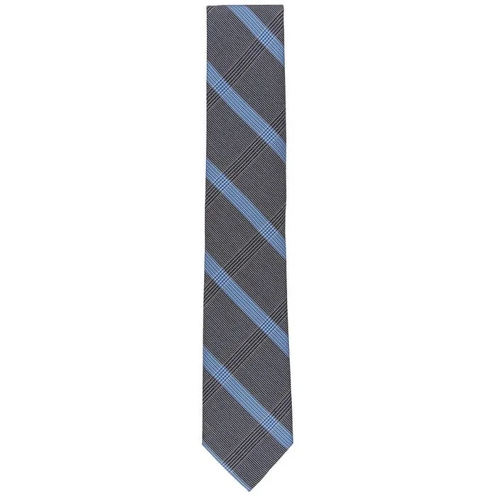 professional tie accessories-Alfani Men's Bermudo Plaid Slim Tie Gray Size Regular