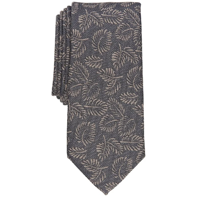 striped formal neckties-Alfani Men's Breton Leaf Print Tie Brown Size Regular