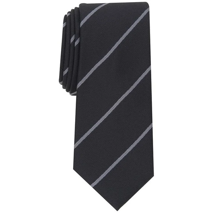 wide ties for men-Alfani Men's Hadley Stripe Tie Black Size Regular