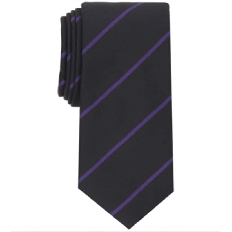 unique color neckties-Alfani Men's Hadley Stripe Tie Purple Size Regular