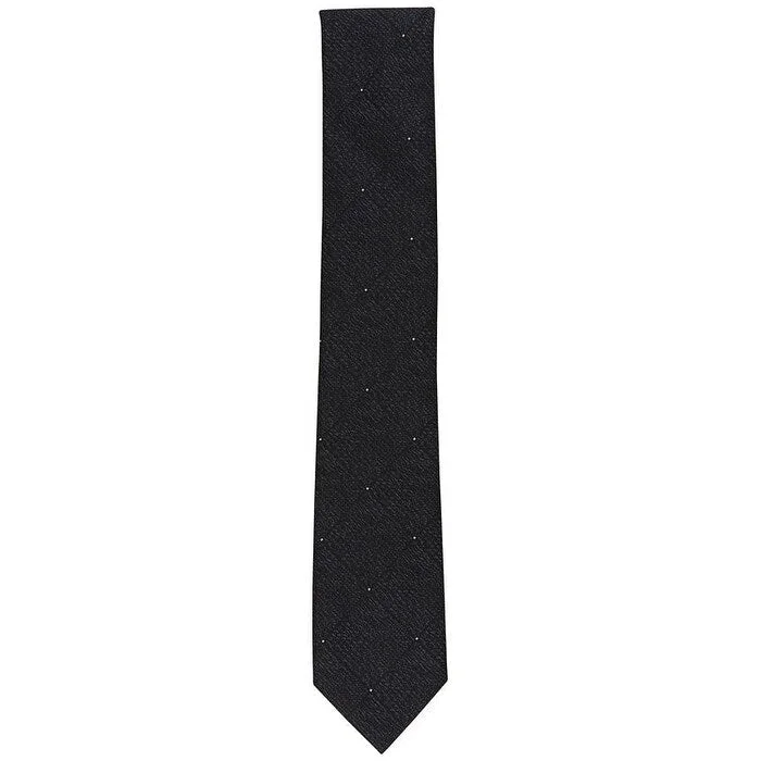 silk neckties with unique designs-Alfani Men's Passaic Grid Tie Black Size Regular