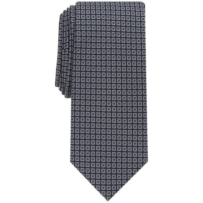 men's silk ties-Alfani Men's Philippe Neat Tie Black Size Regular