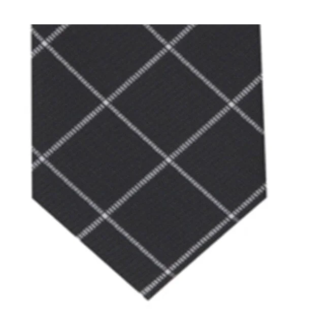 best quality men's neckties-Alfani Men's Robinson Grid Tie Black Size Regular