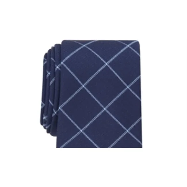 best wedding tie options-Alfani Men's Robinson Grid Tie Blue Size Regular