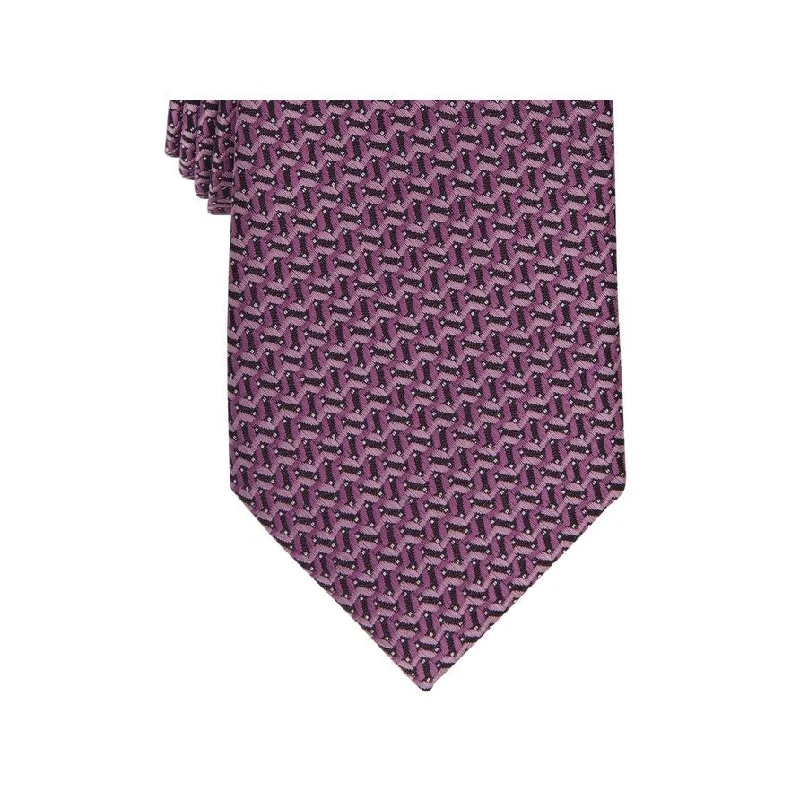 ties for office attire-Alfani Men's Slim Geo Tie Pink Size Regular