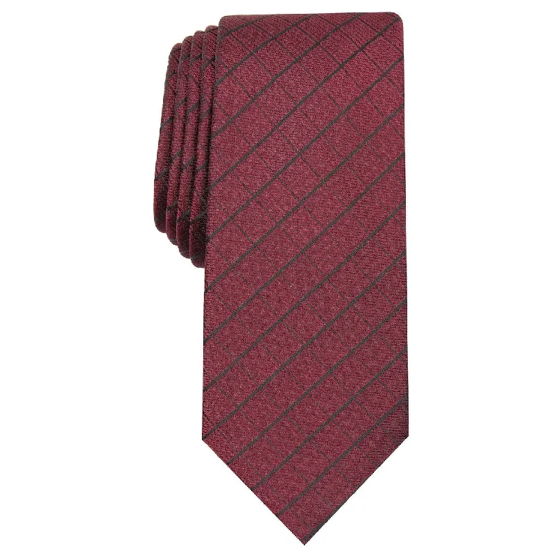 elegant silk ties-Alfani Men's Slim Grid Tie Pink Size Regular