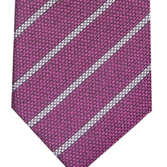 luxury ties for men-Alfani Men's Slim Stripe Tie Pink Size Regular