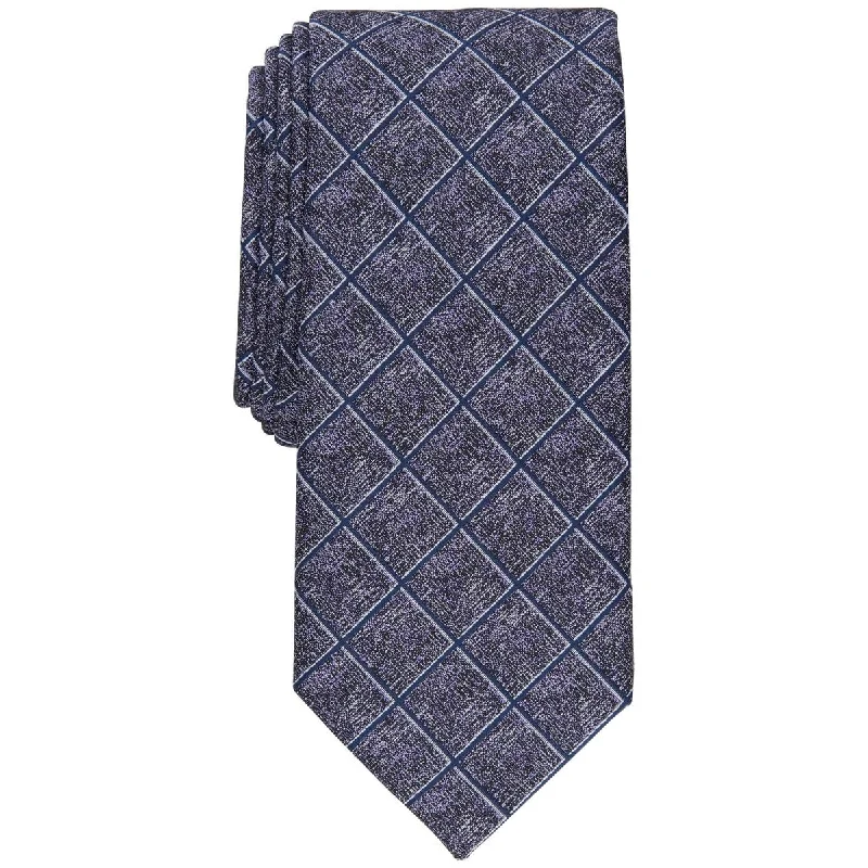 luxury silk neckties-Alfani Men's Wendell Grid Tie Purple Size Regular