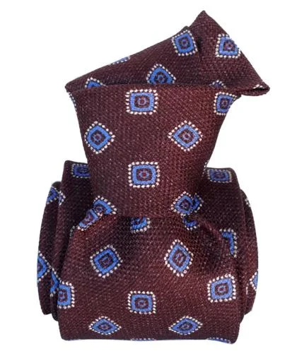 necktie collections for men-Argegno Foulard Silk Tie, Burgundy / Blue