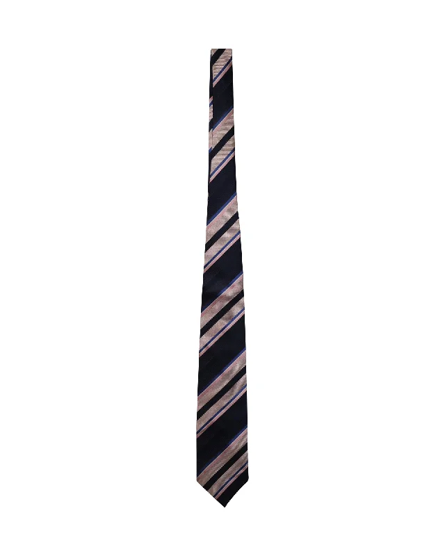 premium men's necktie sets-Balmain Striped Tie in Multicolor Silk