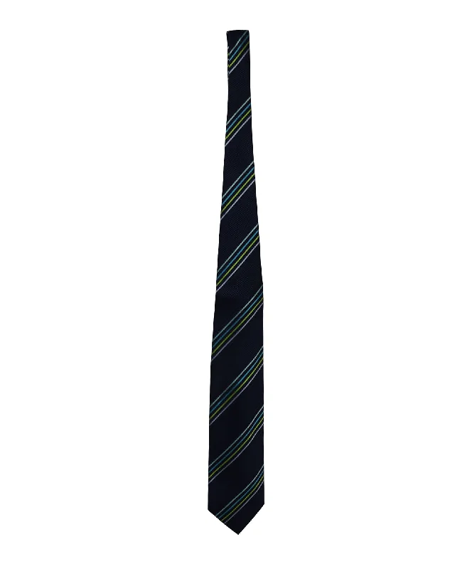 casual chic ties-Balmain Textured Stripe Tie in Multicolor Silk