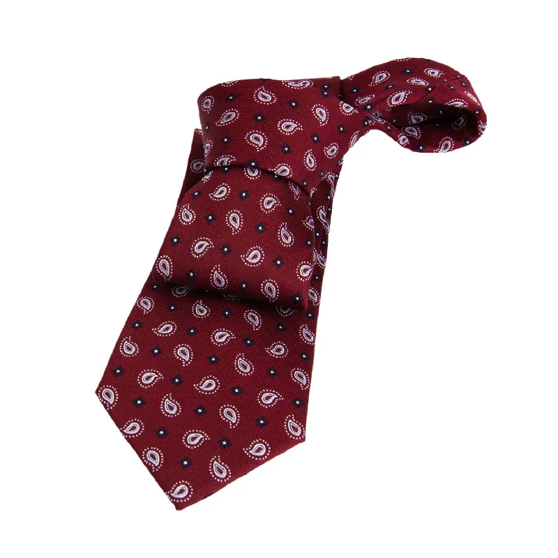 elegant patterned ties-Bar Harbor Paisley Silk Tie, Red / Navy / Silver