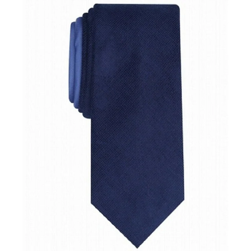 men's black ties-Bar III Men's Harbor Skinny Textured Mini-Grid Tie Navy Size Regular - One Size