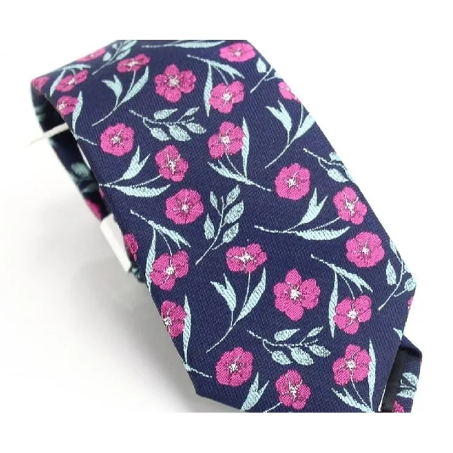 tie accessories for men-Bar Iii Men's Horizon Skinny Floral Tie Blue One Size